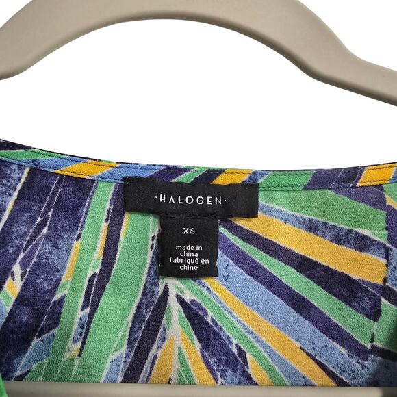 Halogen Tropical Short Sleeve Surplice Pockets Elastic Waist Size XS - Picture 6 of 7